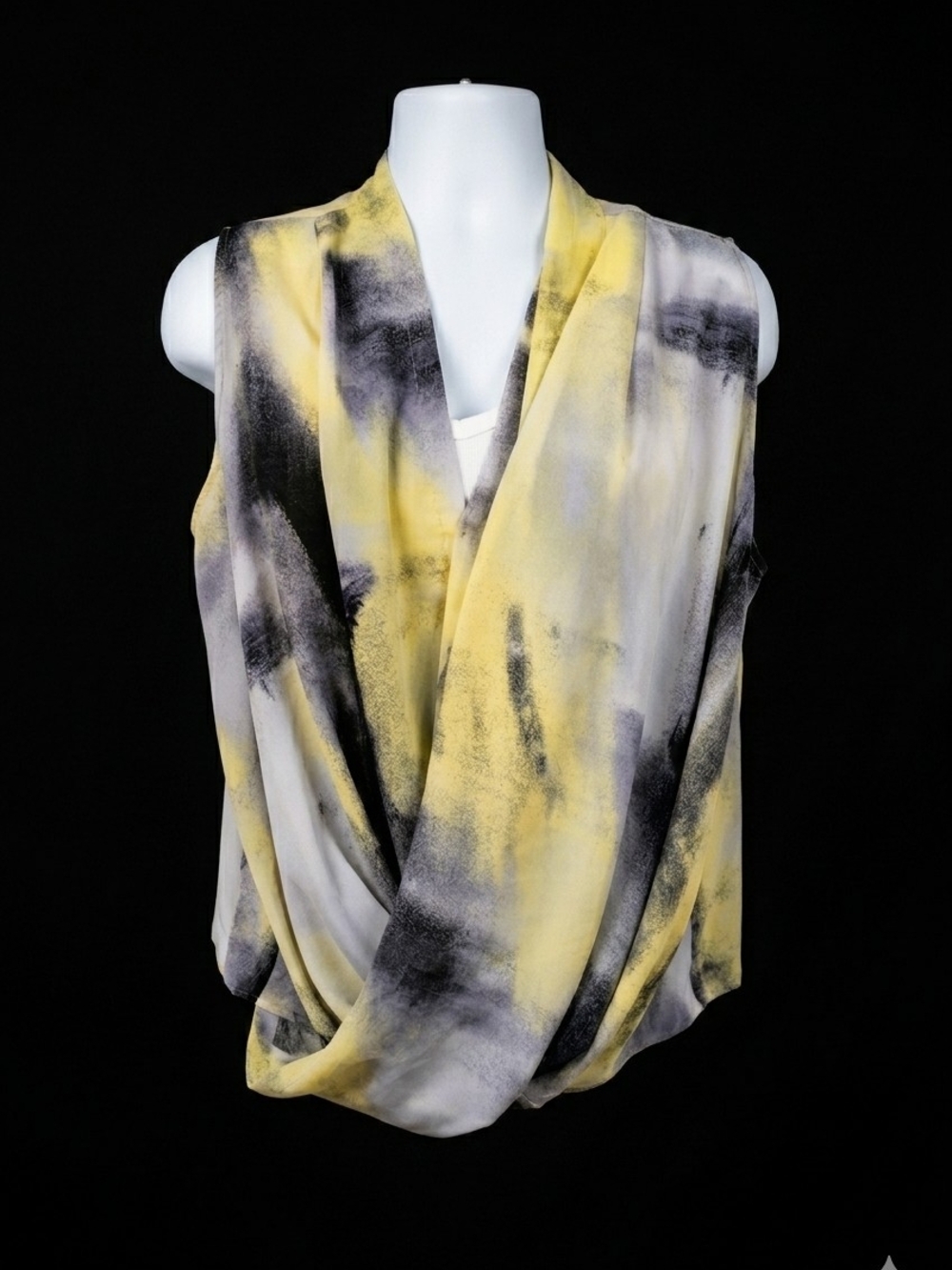 PLUS - ​DKNY Jeans Plus Size 18/20W Abstract Draped Faux Wrap Blouse